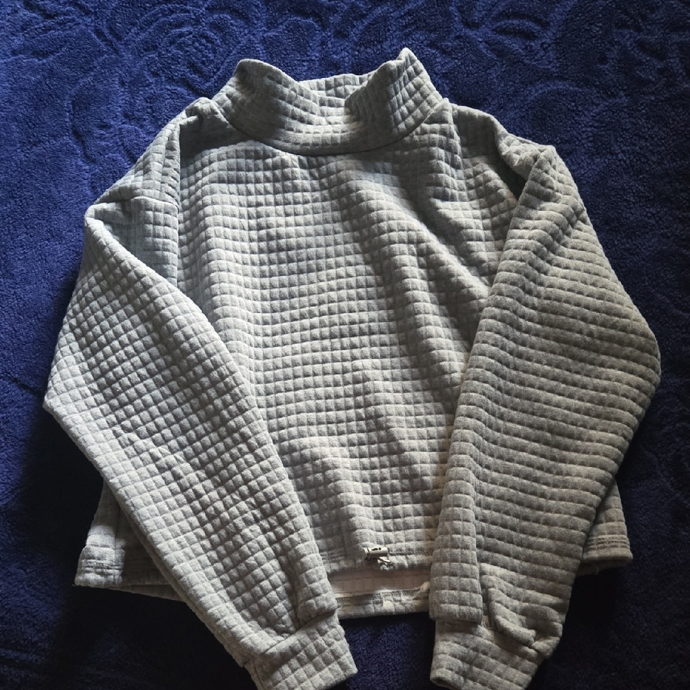 SOLD - One Step Up Light Gray Quilted Turtleneck Sweater